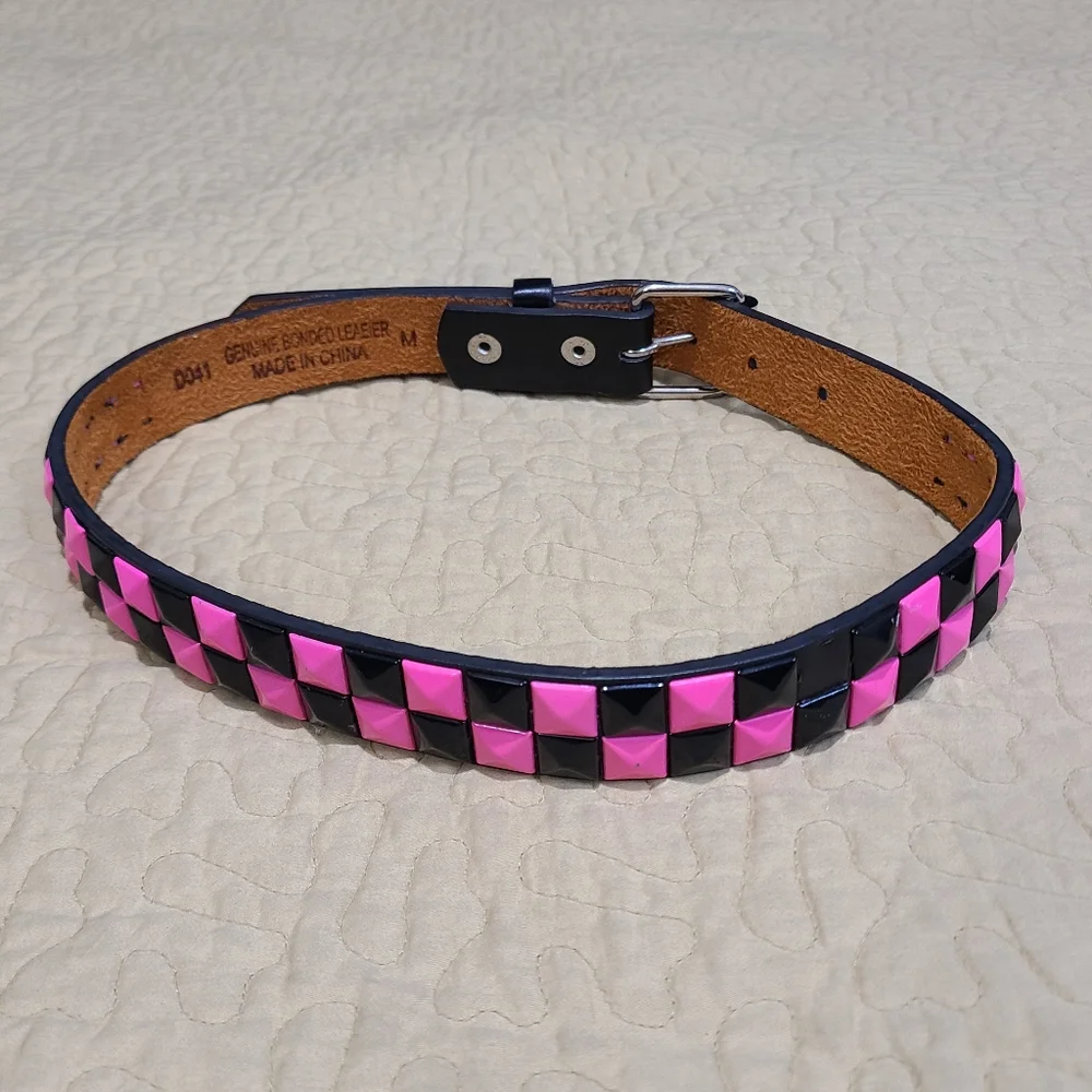 Studded bonded leather belt